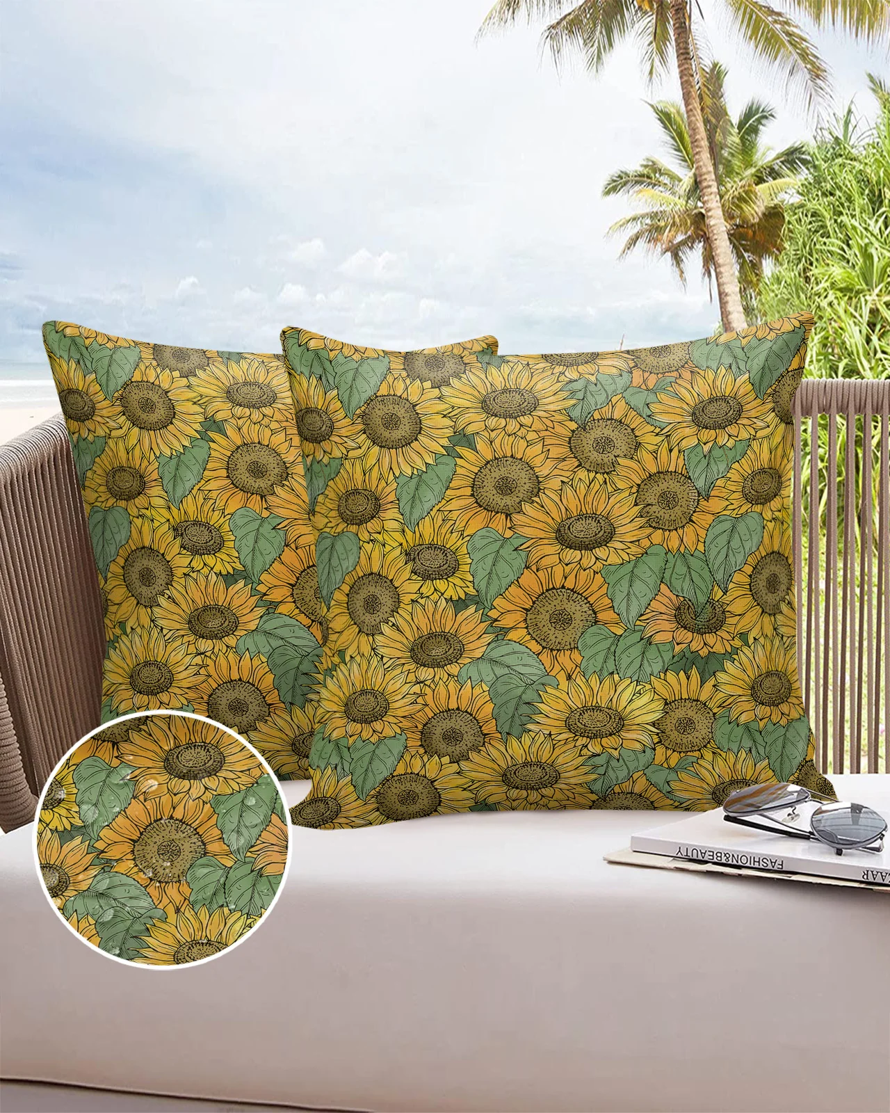 

Sunflower Plant Line Flower Fashion Bed Pillow Covers Home Sofa Pavilion Decorative Pillowcase Balcony Office Car Cushion Cover