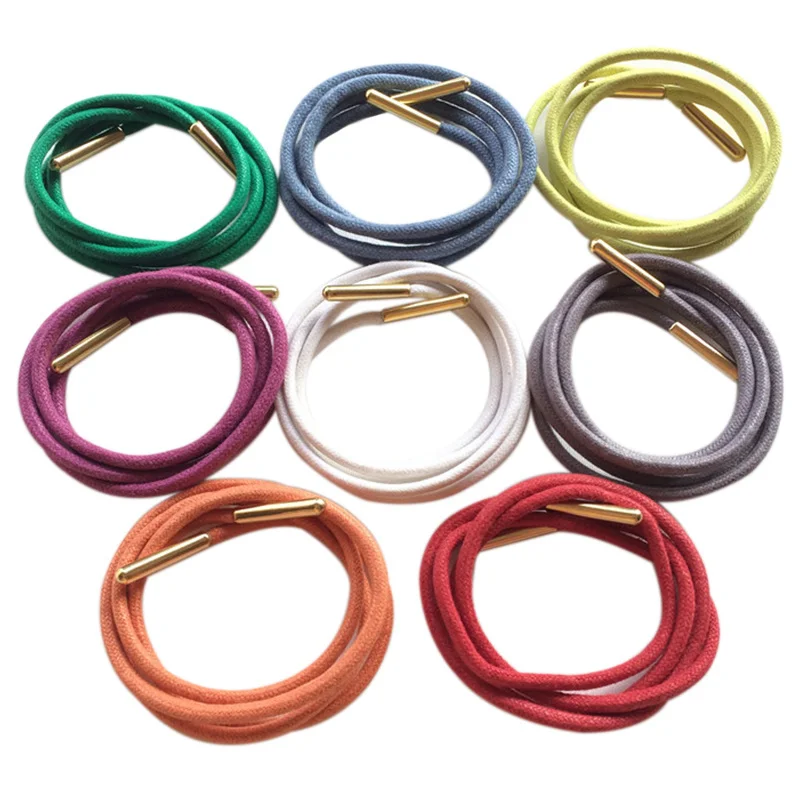 Weiou Lace 3MM Luxury Waxed String Golden Tips Fashion 10 Pairs of Round Rope With Metal Aglets Sneaker Trendy Cordones In Batch