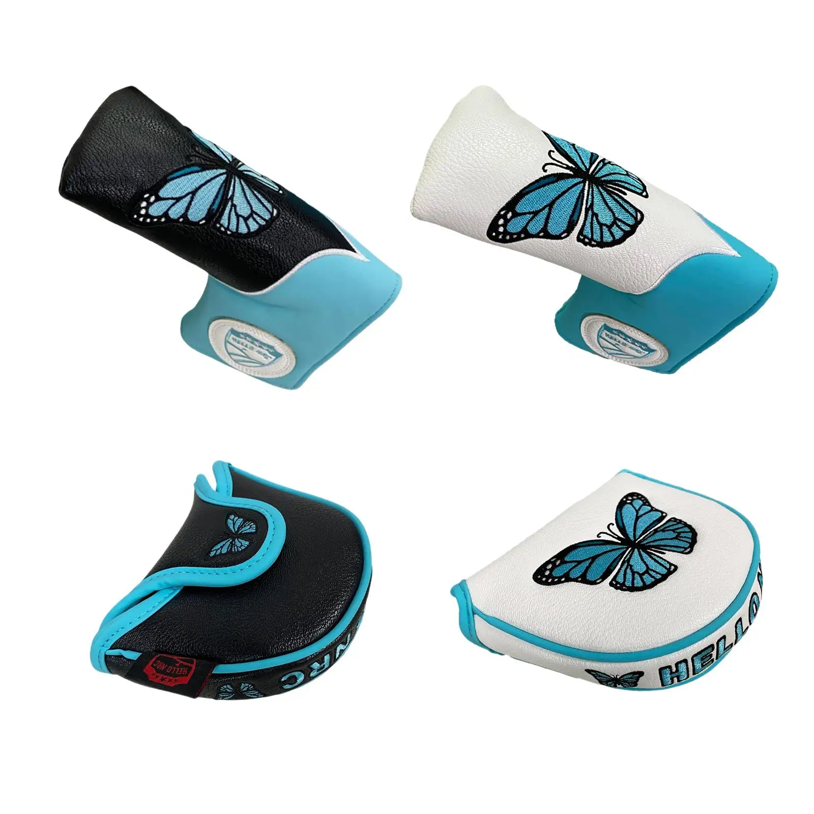 

Fashion Golf Putter Head Cover PU Leather Embroidered Headcover Golf Club Head Cover with Closure Protector Golfer Gift