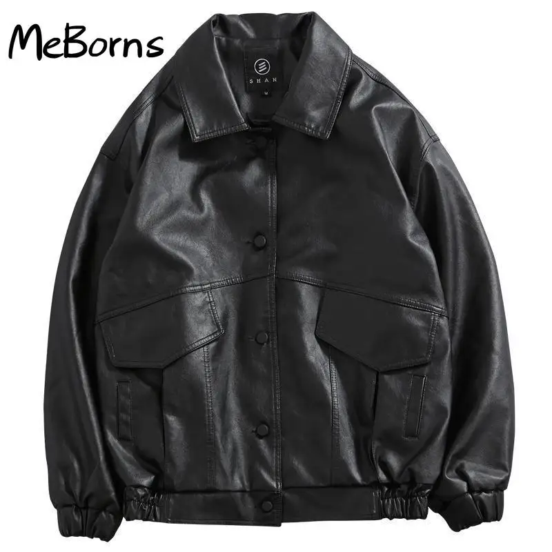 

PU Leather Jacket Men Black Soft Faux Leather Jacket Motorcycle Biker Fashion Leather Coats Male Bomber Jacket Pockets Clothes