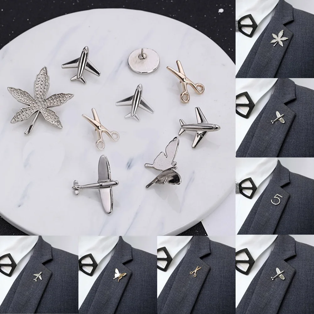 

New Plane Leaves Small Brooch Pin Unisex Alloy Maple Leaf Chest Lapel Pins Suit Shirt Collar Jewelry Accessories Backpack Badge