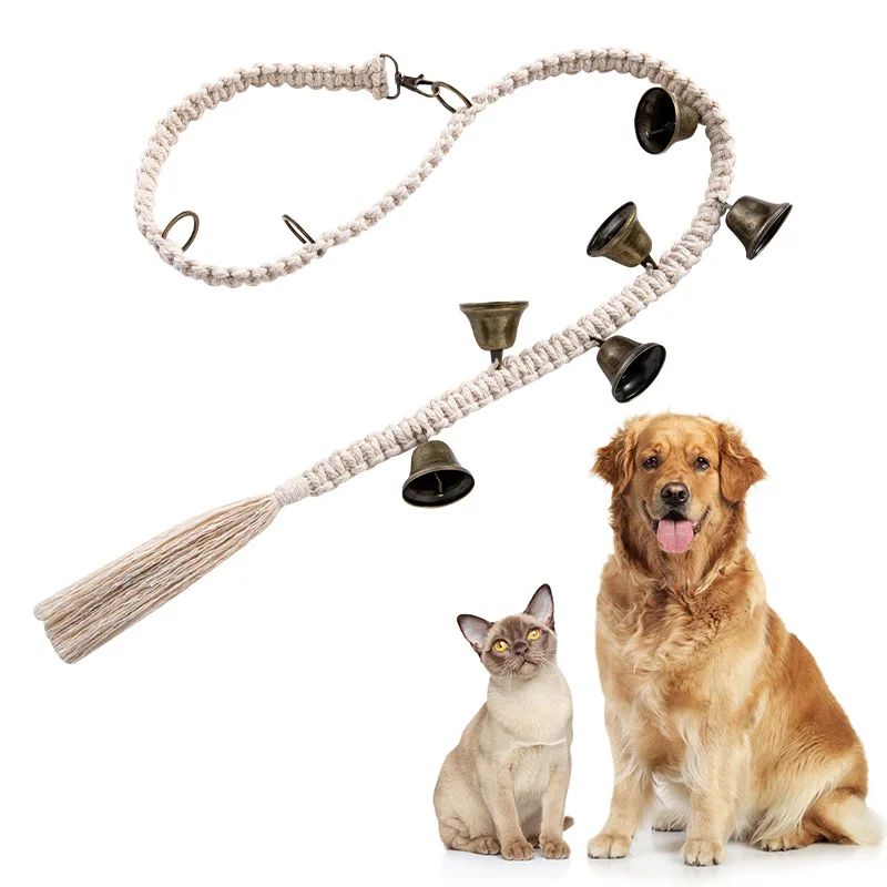 

Dog doorbell hanging training bell hand woven cotton rope dog out alarm bell rope guide dog doorbell