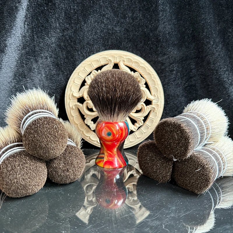 Фото Щетка для бритья GDMG BRUSH SHD, натуральные черные волосы, узелковая или веерообразная форма, инструмент для барбершопа с пеной. №1
