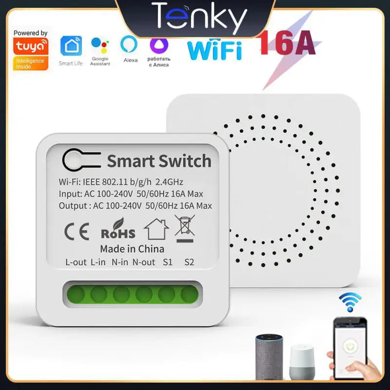 

Tuya Mini Breaker Module Diy Smart Home Support 2-way Control Wifi Switches 10a 16a Works With Alexa Google Home Yandex Alice