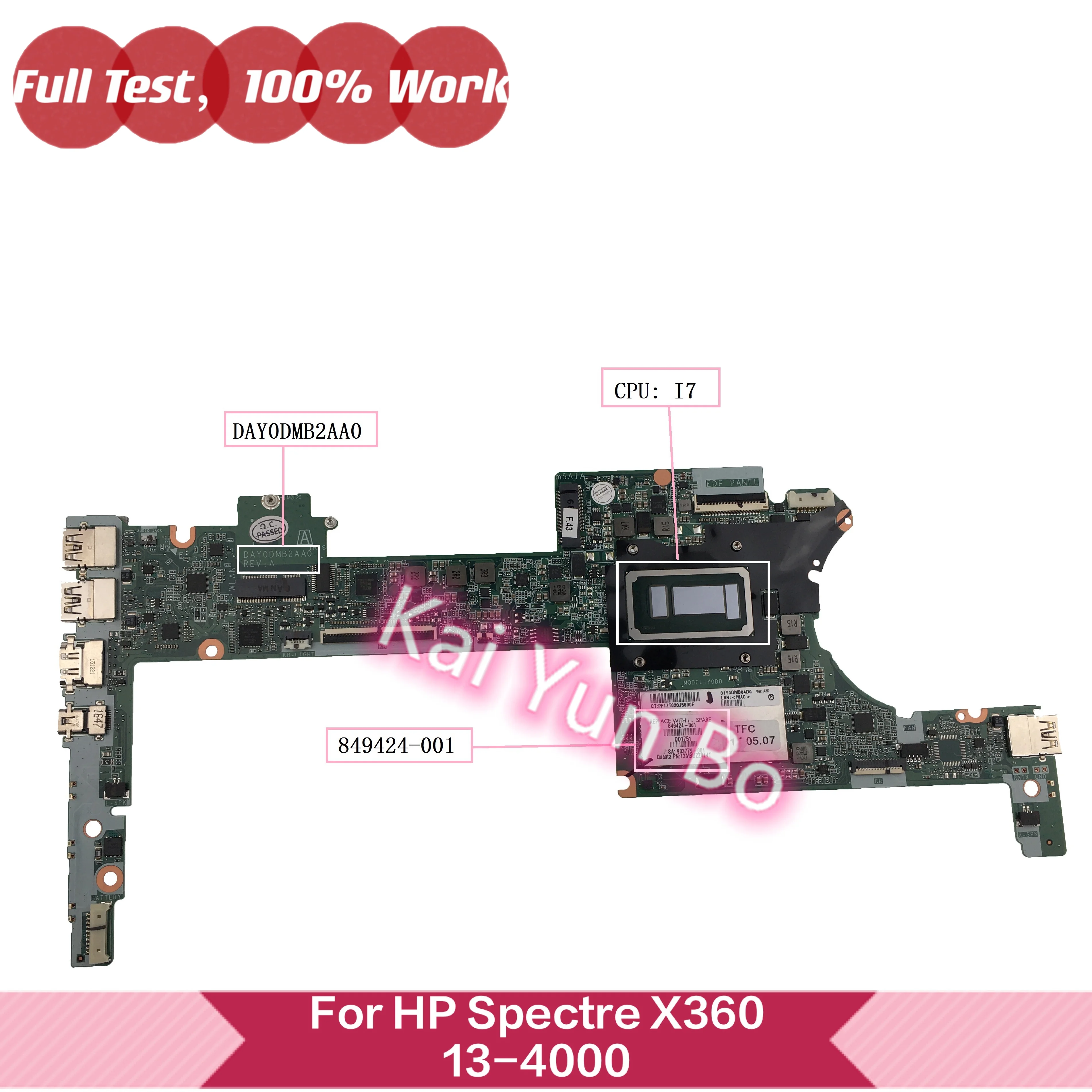 

Материнская плата DAY0DMB2AA0 для ноутбука HP Spectre X360 13-4000 13T-4100 849424-001 849424-501 849424-601 с процессором i7-6560U 8 ГБ ОЗУ