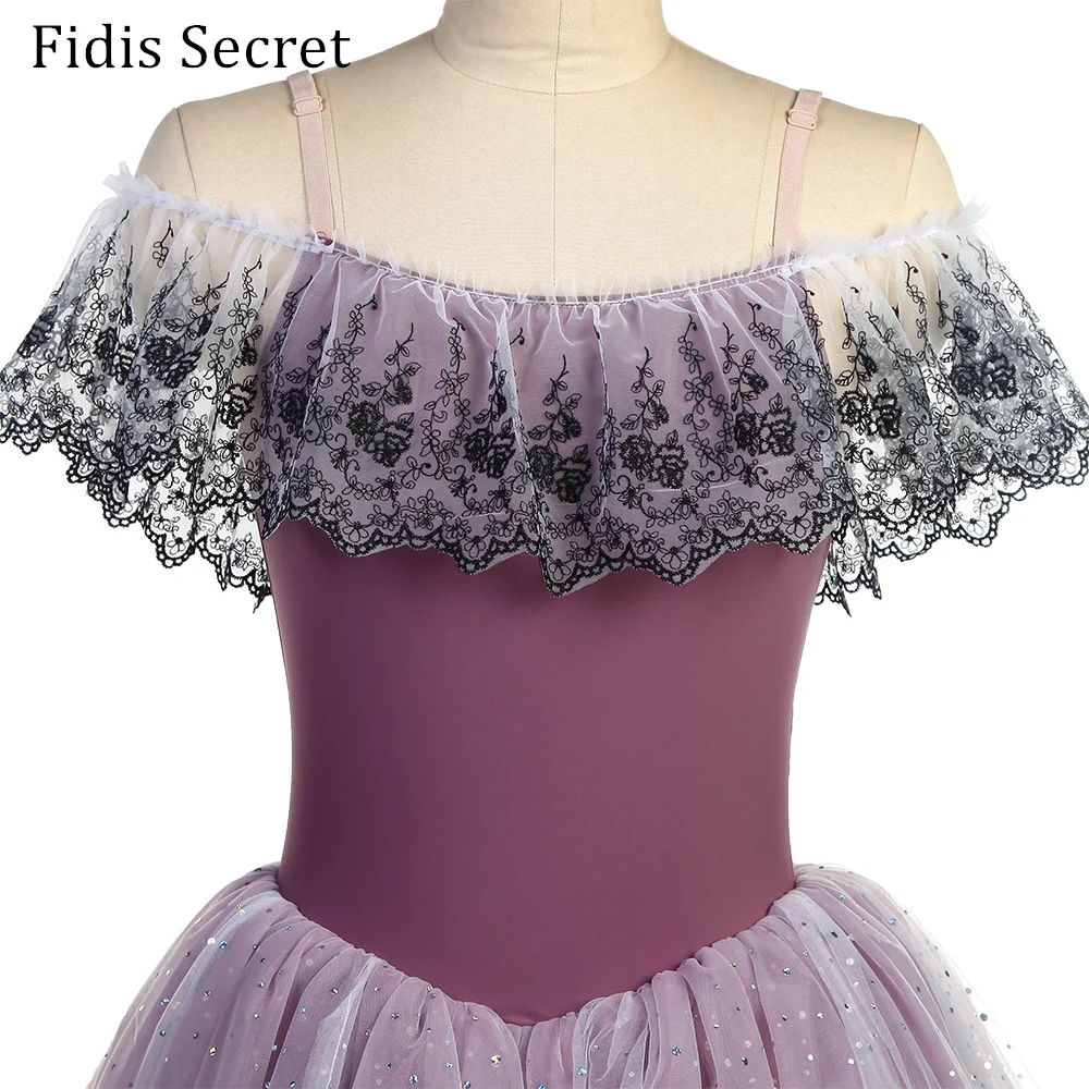 Романтическая танцевальная одежда серого фиолетового цветов для танцев
