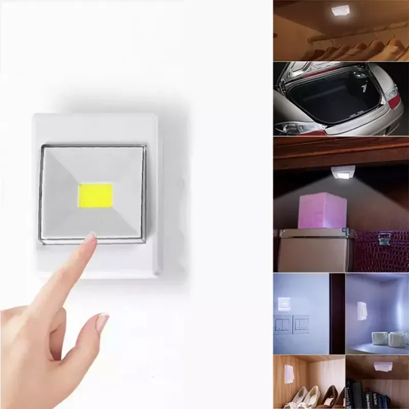 

Mini COB LED Wall Lamp Night Light Camp Light Battery Power Operation Switch Suitable for Cabinet Garage Corridor Night Light