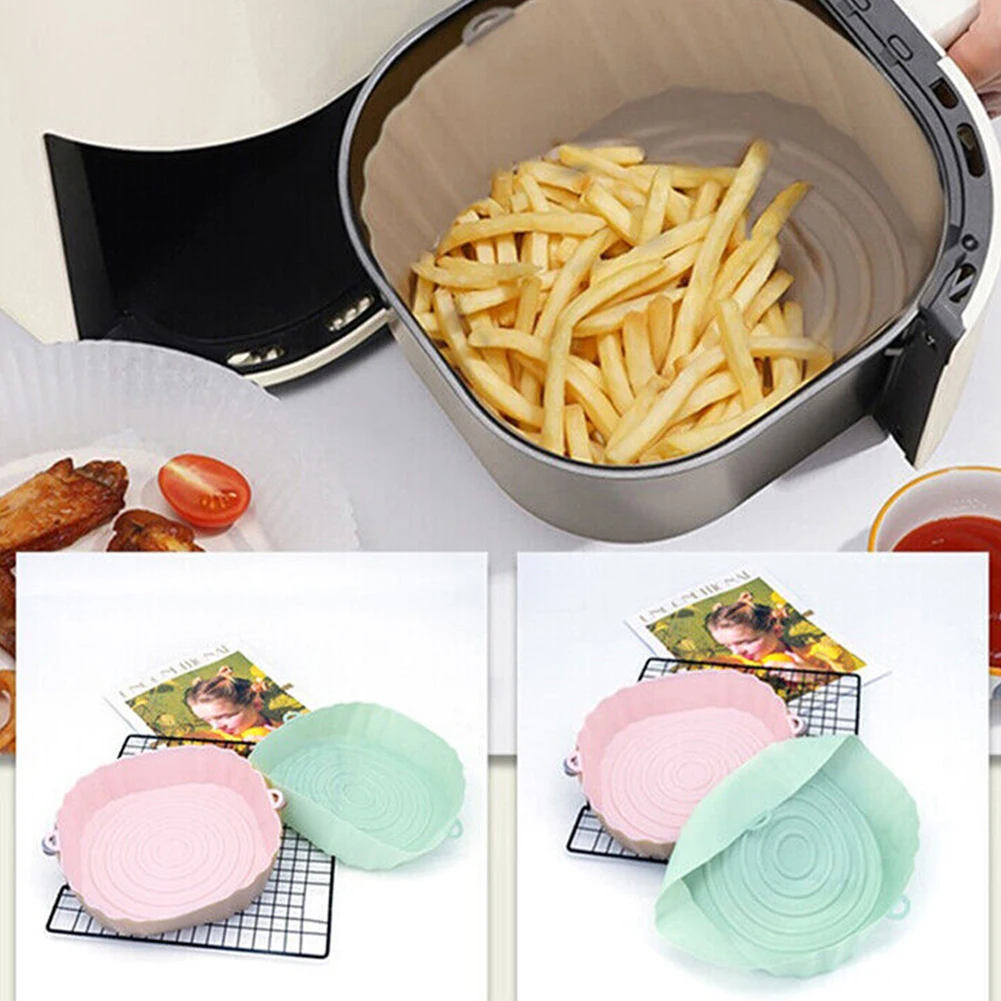 

Baking Dish Pan Silicone Oven Air Fryers Baking Basket Liner Pizza Reusable Tray Microwave Kitchen Airfryer Accessories