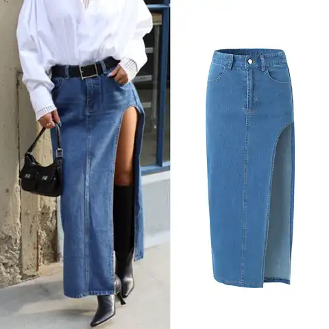 Denim Skirt For Women Women Skirt Spring And Autumn High Slit Decoration Ladies Dress Women Clothes