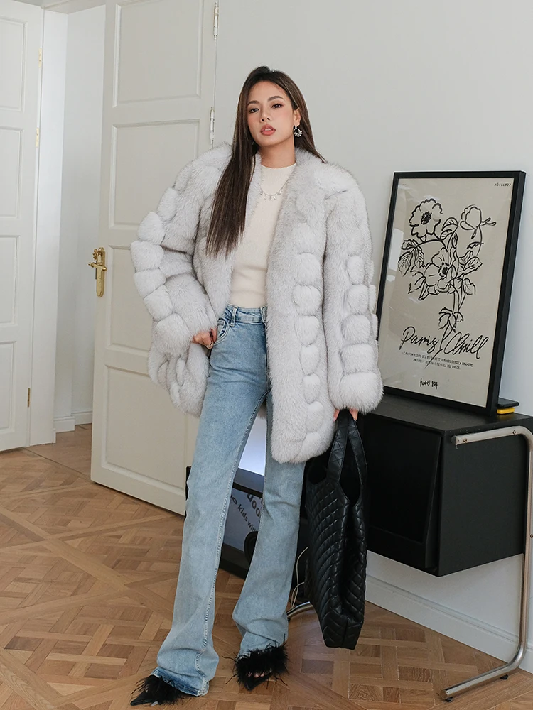 Fangtai 2023 New Fashion Winter Warm Luxury Natural Real Fox Fur Coat Women Plus Size Outwear FemaleVest Coats Jacket For Women
