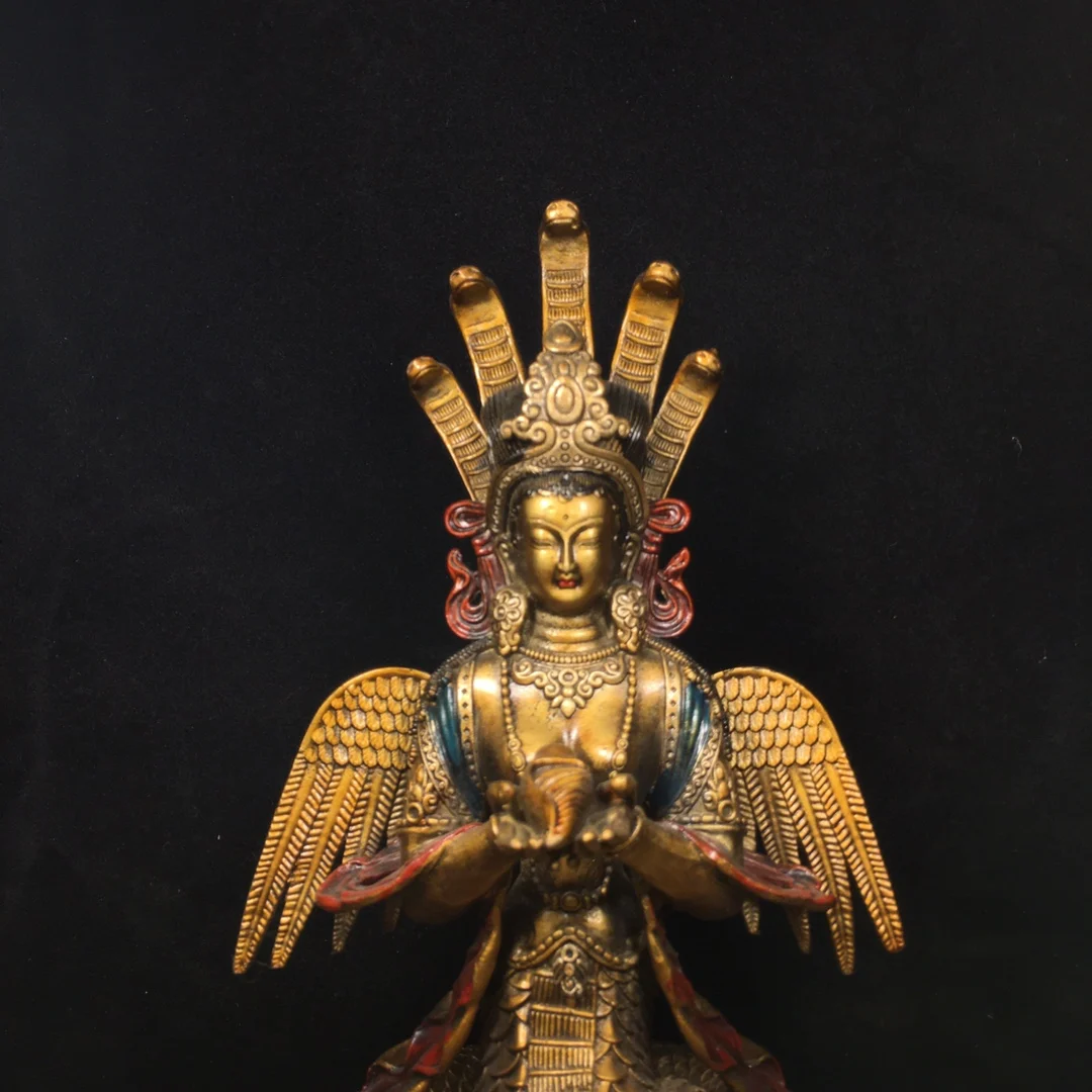 10-дюймовая коллекция тибетского храма окрашенная из старой бронзы Нагараджана