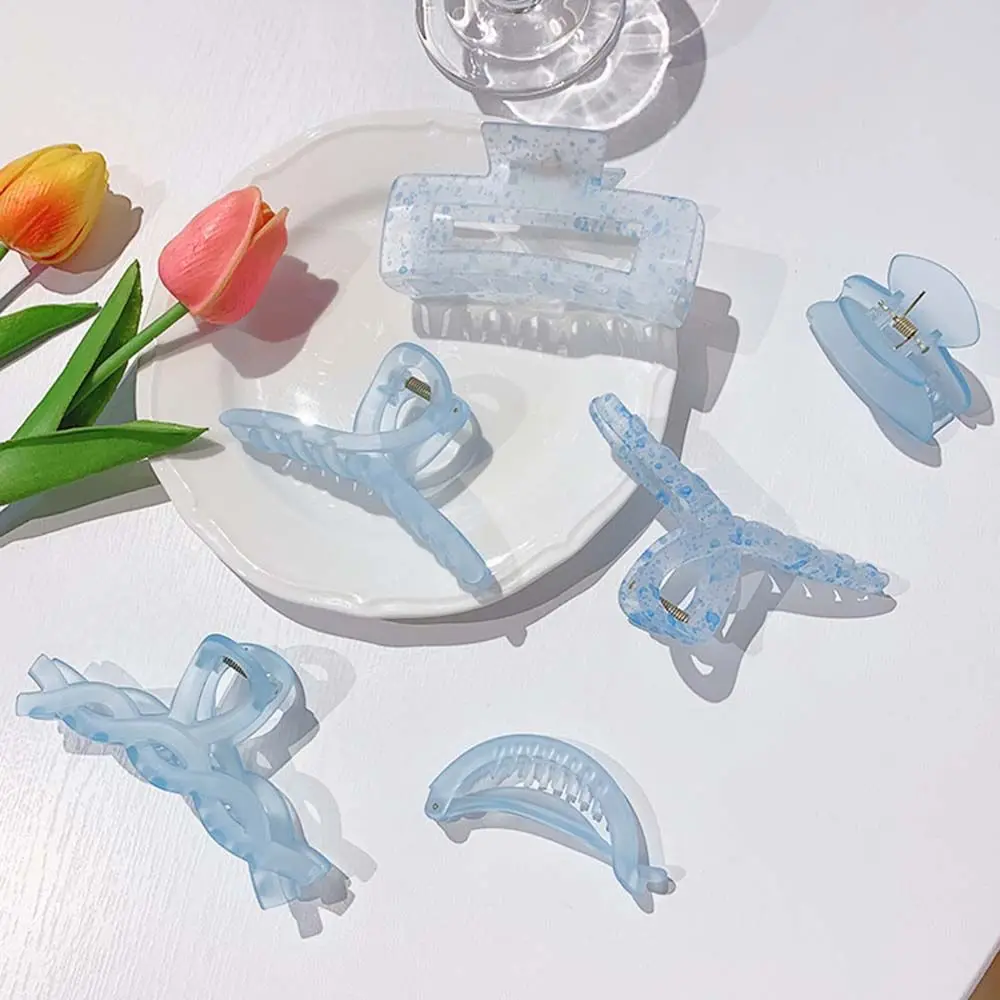 

Корейский стиль матовая Желейная синяя Геометрическая заколка для волос коготь акулы зажим для волос темпераментная простая заколка для в...