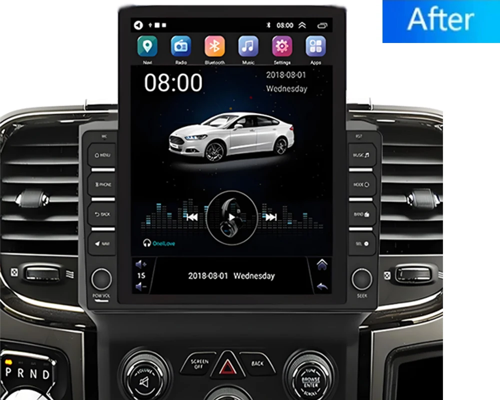 Фото Экран carplay 9,7 дюйма в вертикальном стиле для Tesla Экран Android Автомобильное радио для Dodge Ram 1500 5500 2012-2019 GPS-плеер 2 Din Стерео №2