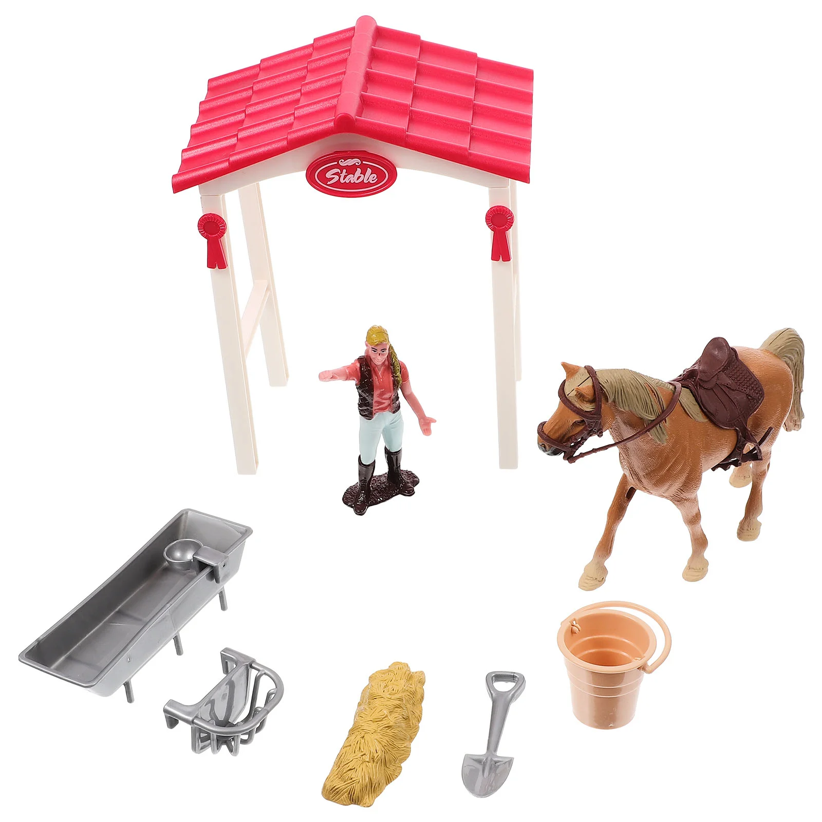 

Farm Toy Horse Model Kids Toys Figures Fence Set Children Animal Playset Table Sand Fake Stable Farmer Pretend Truck Vehicle