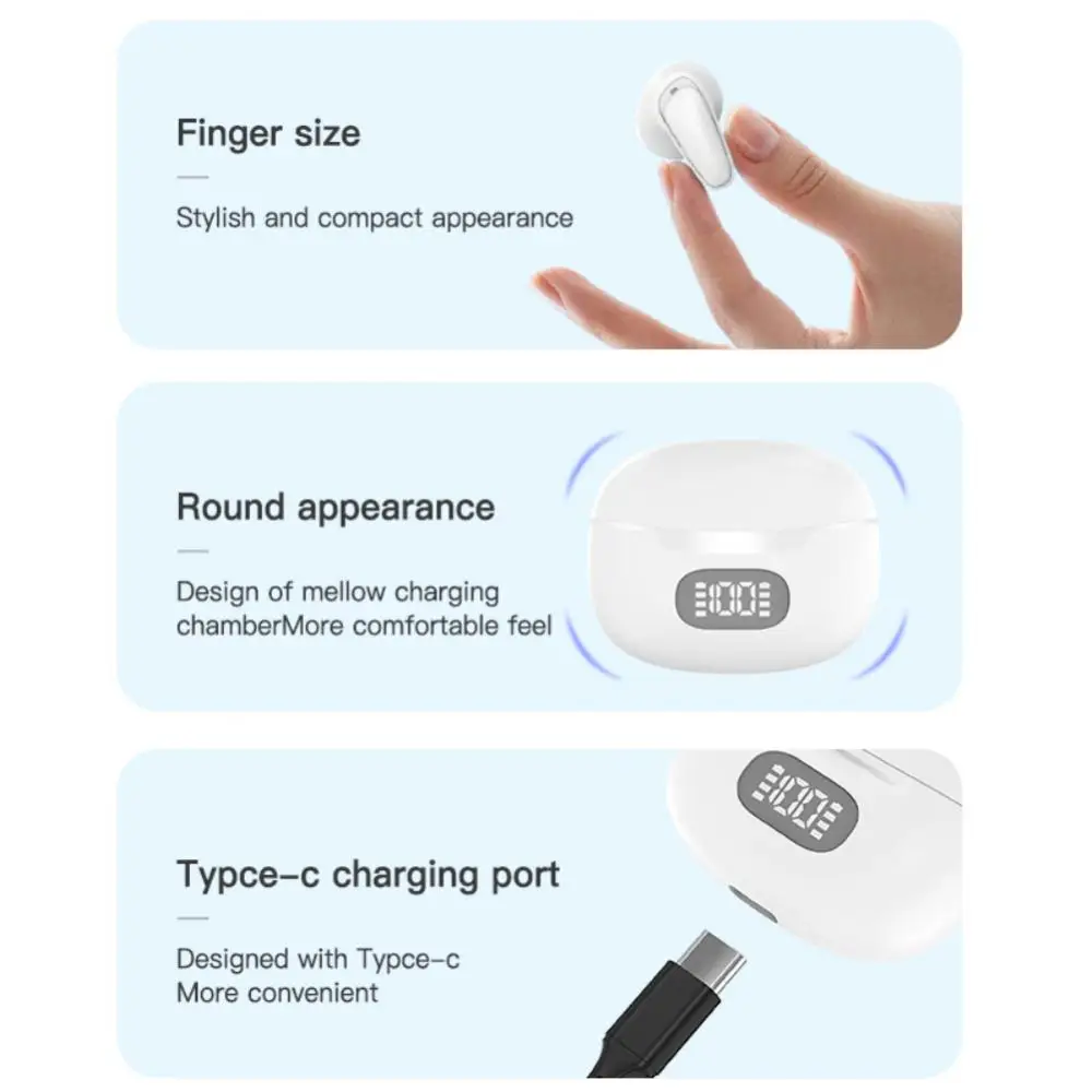 

Low Delay Sport Headset Noise Reduction -compatible Wireless Headphones Led Digital Display Earphones Mini Stereo