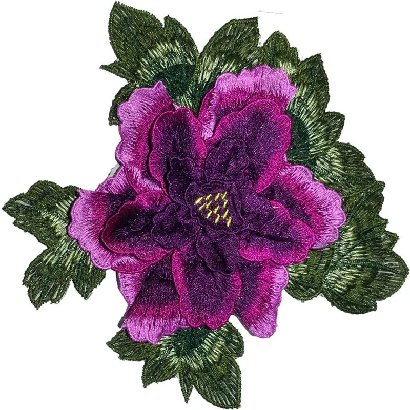 

10pcs/Lot Sew-on 3D Peony Flower Pink Blue Luxury Large Embroidery Patch Women Bag Dress Cheongsam Clothing Decoration Applique