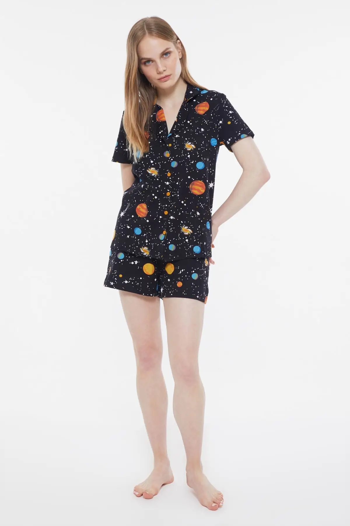 

Trendyol Galaxy Patterned Knitted Pajamas Set THMSS21PT1000