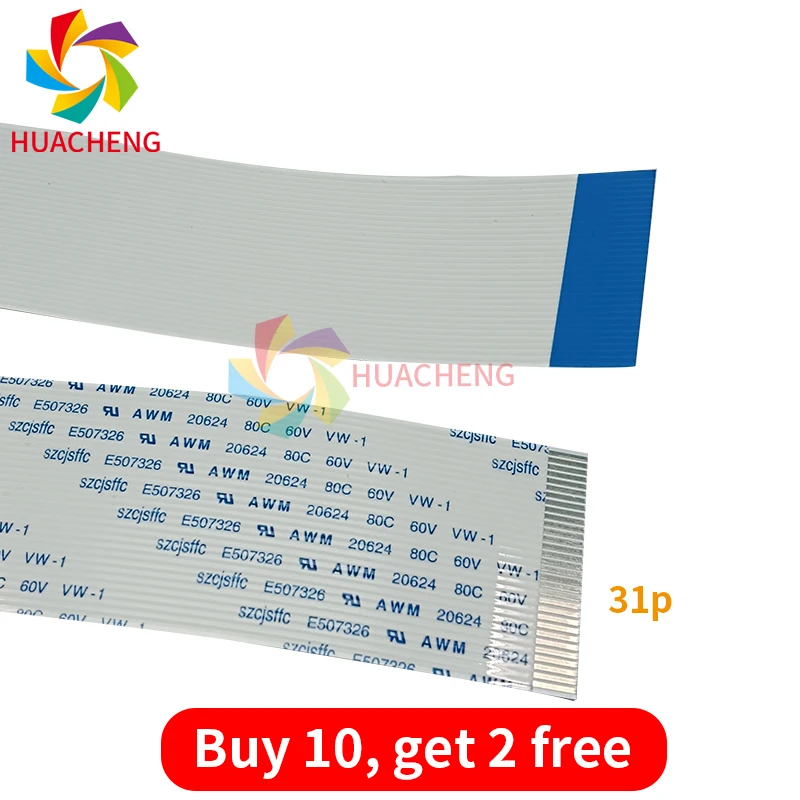 

10pcs Head Cable 31pins DX5 Printhead Cable for Epson 186 for Allwin Xuli Witcolor Human Printer FFC Flat Data Cable 31p 400mm