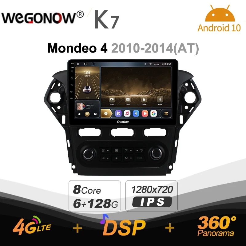 

Автомобильная Мультимедийная магнитола K7 Ownice, 2 Din, Android 10,0, для Ford Mondeo 4 2010 - 2014 с 8-ядерным процессором A75 * 2 + A55 * 6, SPDIF 6G 128G 4G LTE