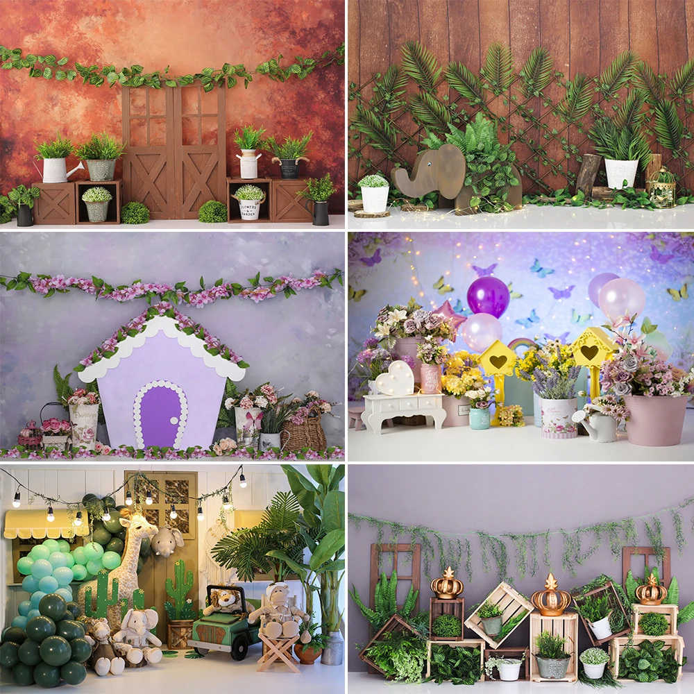 

Bonvvie Newborn Baby 1st Birthday Party Backdrop Cute Doll Flower Room Interior Cake Smash Photography Background Props
