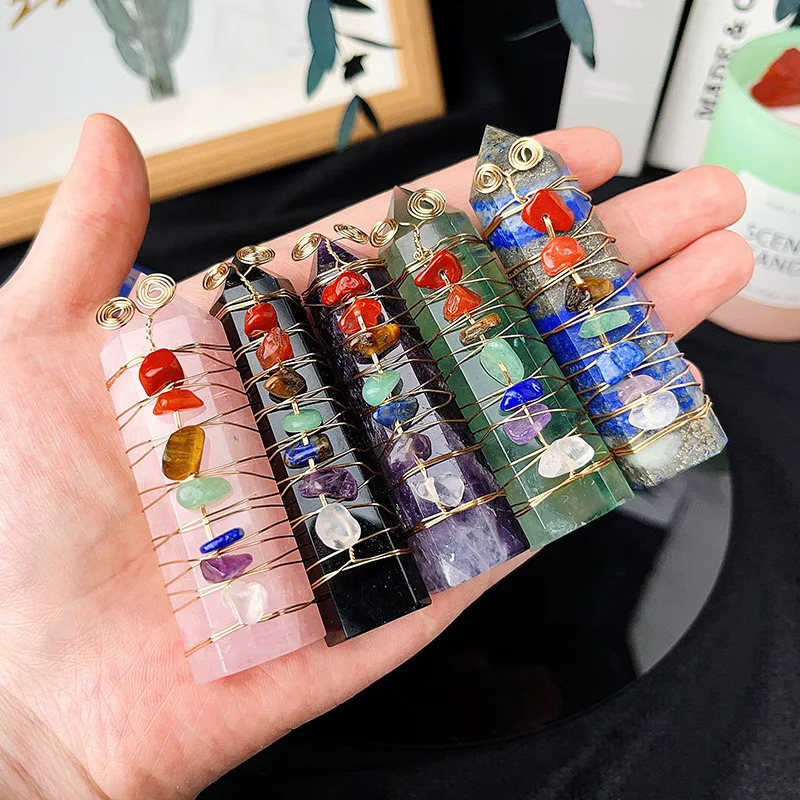 Природная Хрустальная башня Chackra Chips для медитации украшение дома и офиса стола