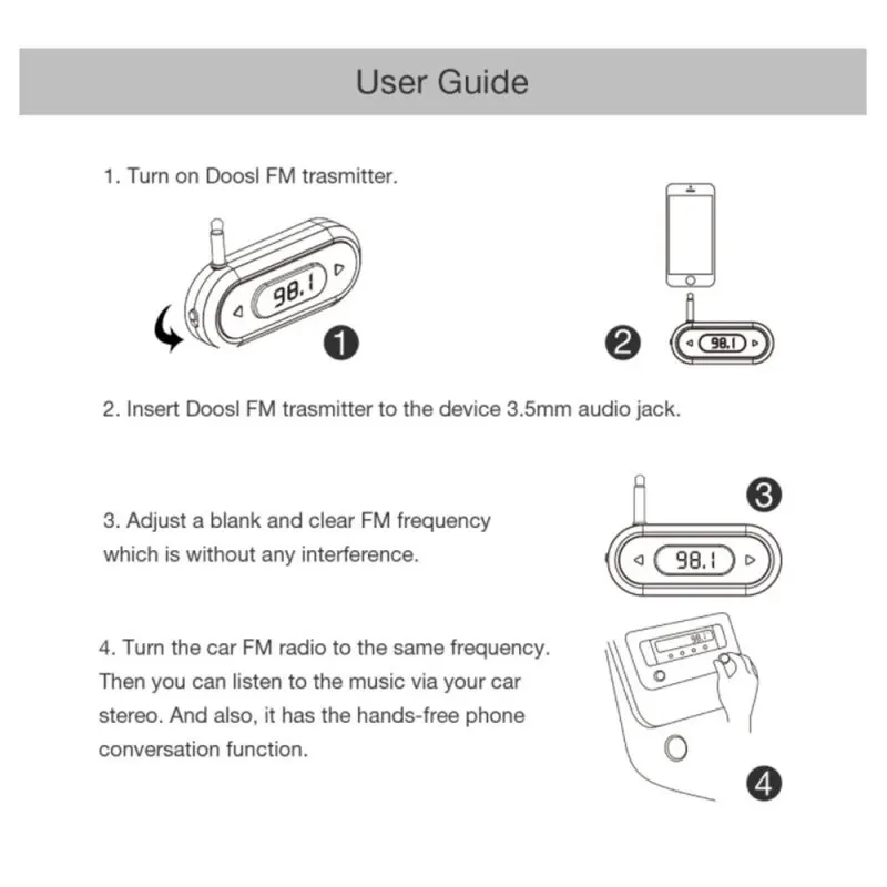 Car Wireless FM Transmitter 88.1Hz-107.9Hz with 3.5mm Audio Jack Hand-free Call Compatible IPhone IPad Samsung Huawei | Автомобили и