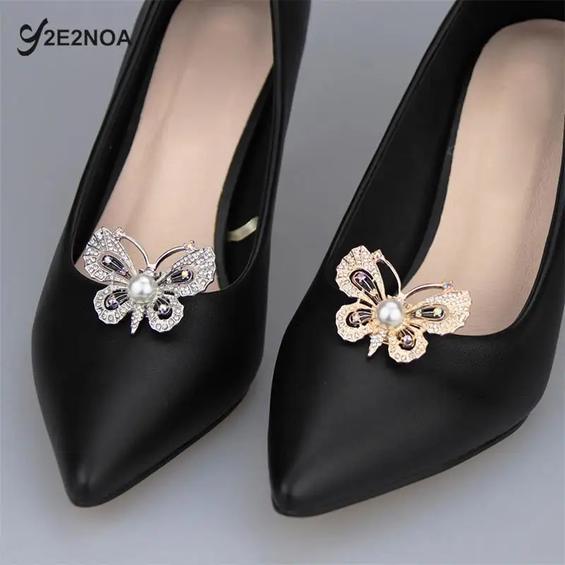 

Elegant Rhinestone Metal Butterfly Shoe Decorations For Women Pumps Shoes Buckle Clips Bags Decoration Accessories 1pcs