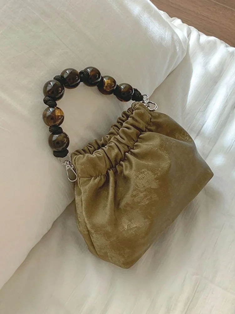 Модная велюровая сумка-мешок с бисером женская сумка через плечо универсальная