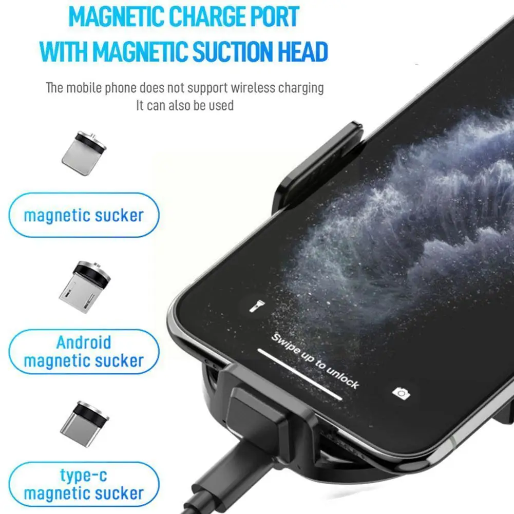 

Qi Automatic Car Wireless Charger Magnetic USB Infrared Sensor Phone Holder 15W For IPhone 13 12 11 XR X 8 Samsung S21 S20 U3T8