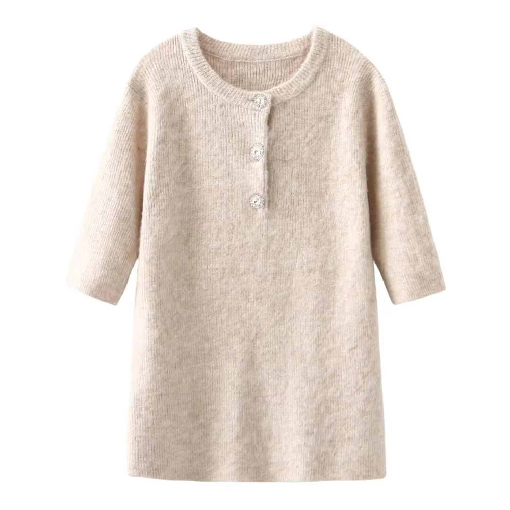 PB&ampZA однотонный вязаный свитер с круглым вырезом и пуговицами новая