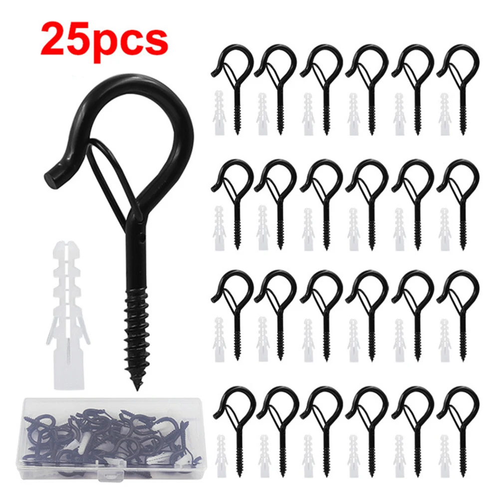 

25PCS Hook Hanging Hooks For Plant And Christmas Iron Garden Hangers Holder Black Multifunctional Sundries Home Organizers