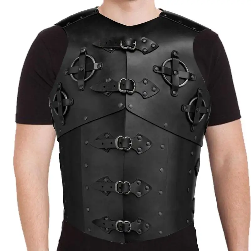 

Кожаный костюм воина в стиле стимпанк средневековая искусственная кожа с заклепками Регулируемая броня для мужчин и женщин Hallowen