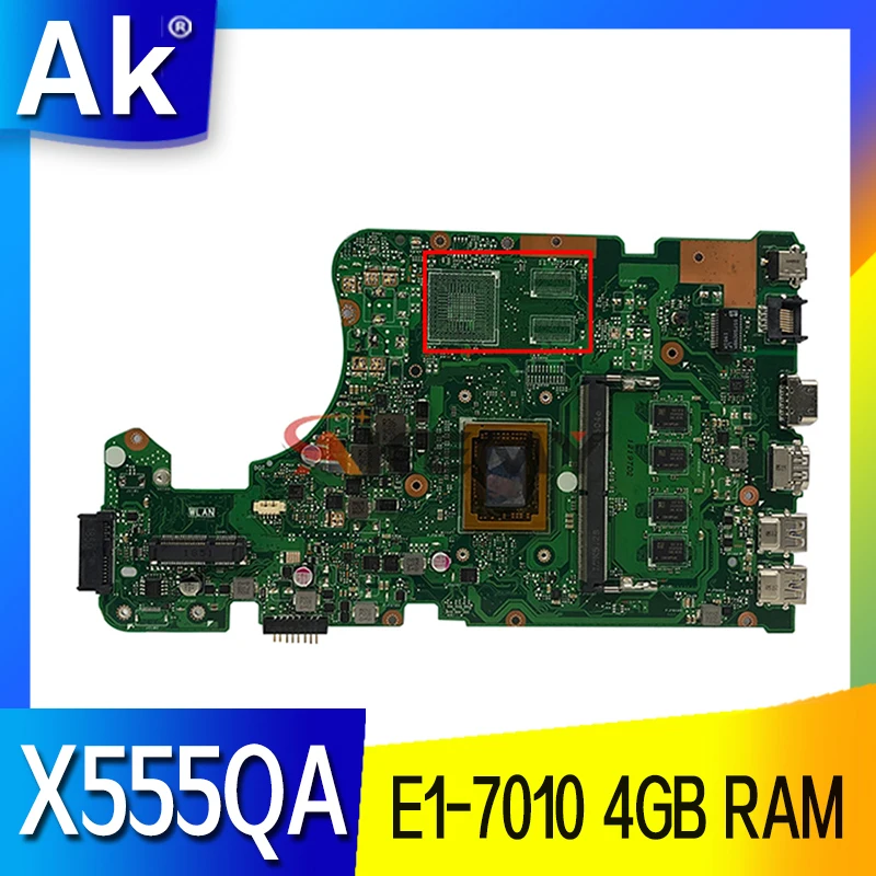 

Akemy For Asus X555Q A555Q X555QG X555QA x555bp x555b Laotop Mainboard X555QA Motherboard with E1-7010 4GB RAM