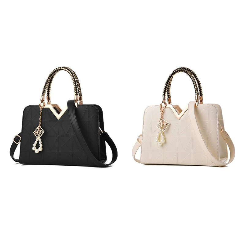 

2 Pcs New Summer Female Bag For Ladies Phone Pocket Zipper Women Handbags Flap Famous Leather Women Shoulder Crossbody Bags, Bla