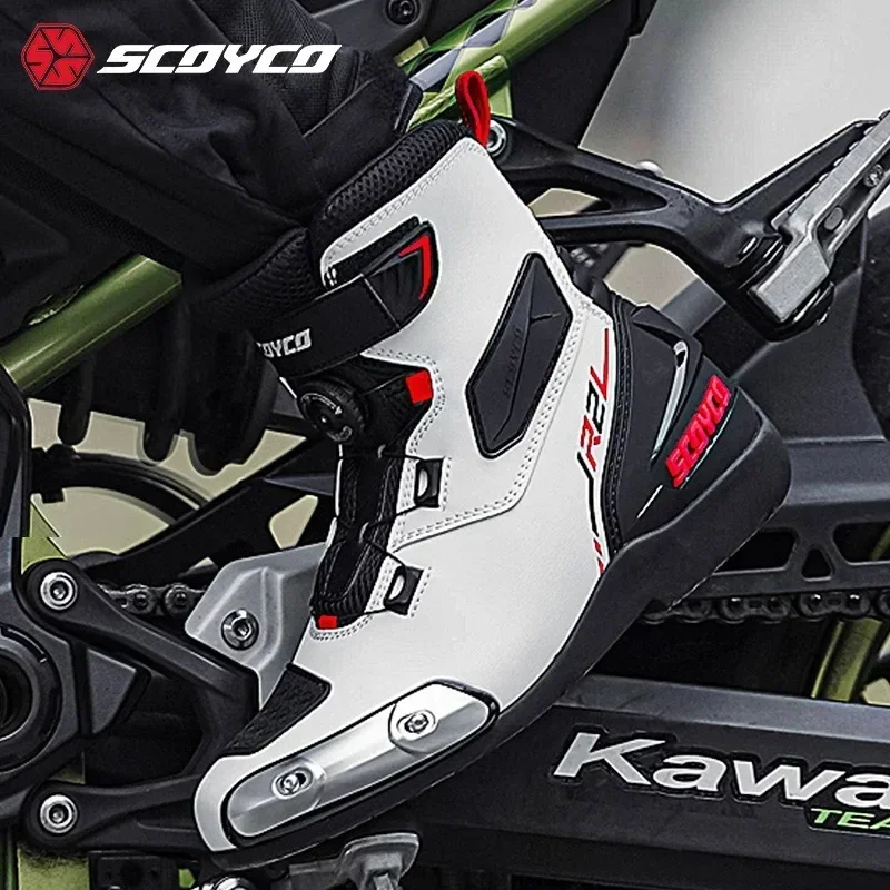 Мужские мотоциклетные ботинки SCOYCO быстрая износостойкая мото-обувь из