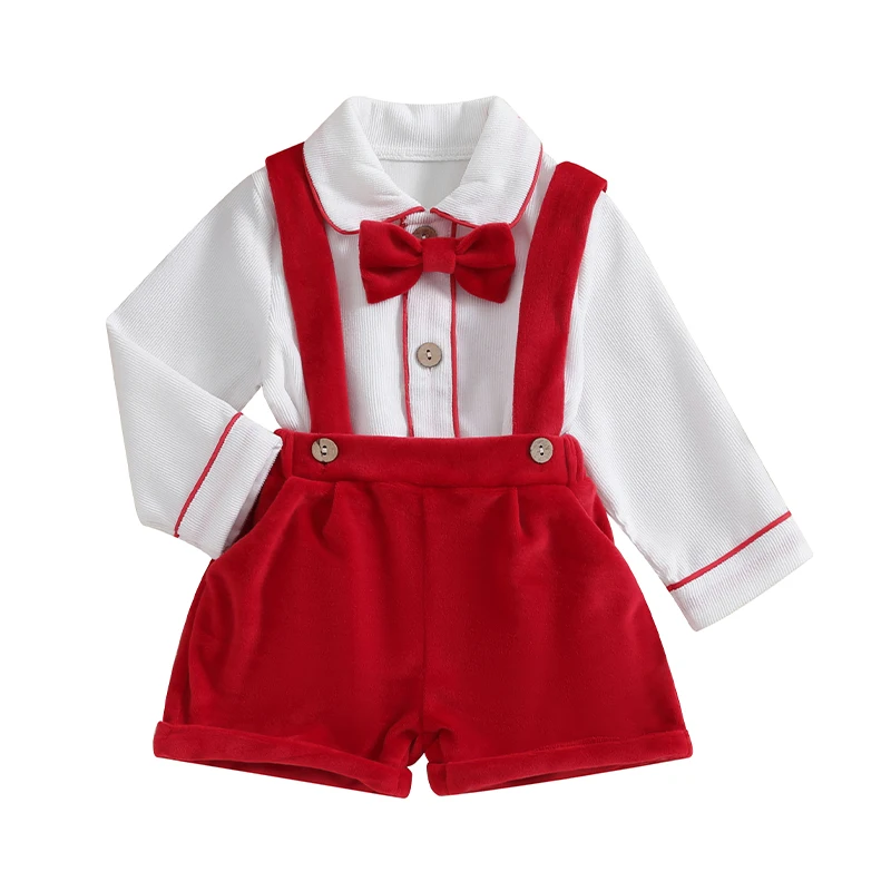 

Baby Boy Clothes Gentleman Clothing Suit Infant Long Sleeve Shirts Suspender Pants Bowtie Beret Hat 4PCS Outfit Set
