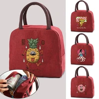 lunch bags cooler insulated cute monster print lunch box women child travel food storage picnic tote bento pouch thermal handbag