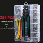 354 штук в штучной упаковке, клемма холодного прессования, U-образная O-образная, обжимная Клемма + плоскогубцы + Термоусадочная трубка 2:1, соединитель для проводов 0,5-4 мм