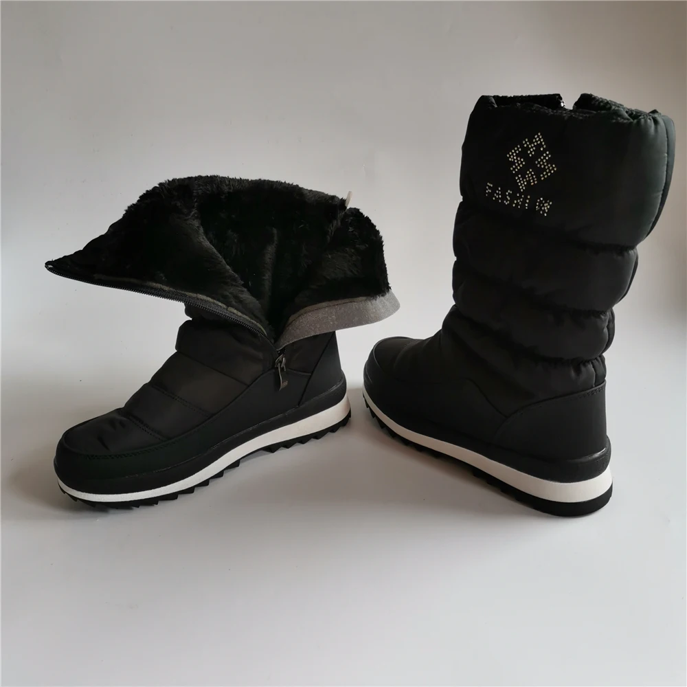 

Женские ботинки на меху, черные или белые теплые ботинки до середины икры на платформе, с круглым носком, на плюшевой подкладке, для зимы, 2022