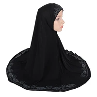 h058 large size 9080cm muslim pray hijab with stone amira pull on scarf headscarf islamic scarves head cover turban caps bonnet