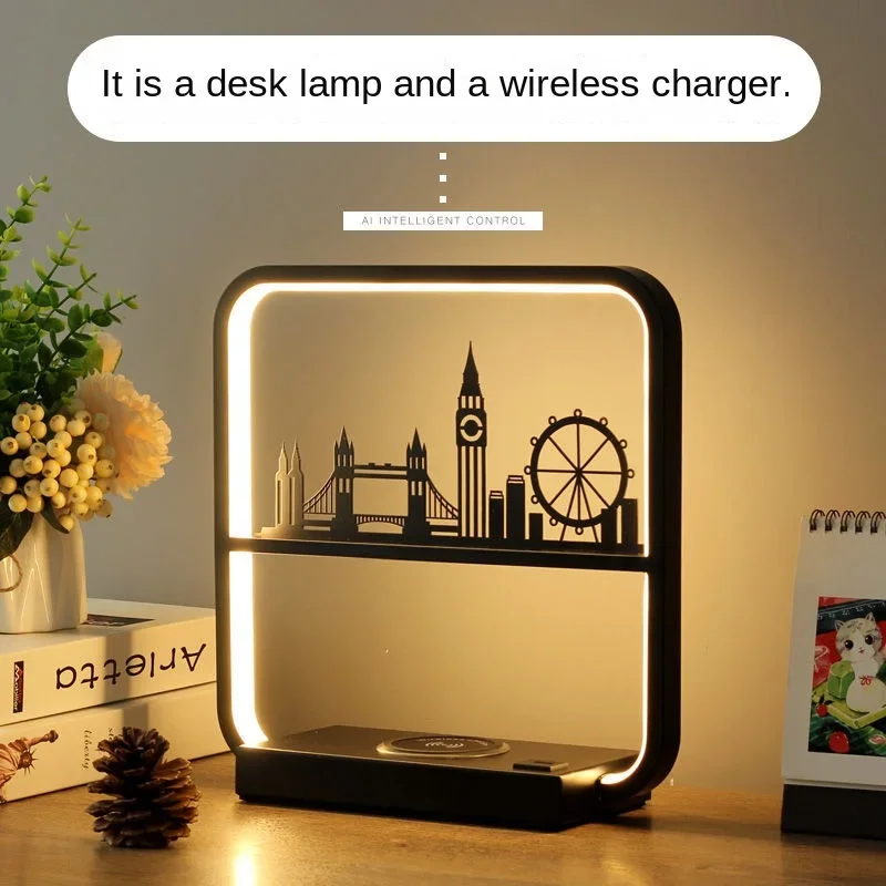 

Умная настольная лампа для спальни, Классическая Ночная креативная настольная светодиодная прикроватная многофункциональная подсветка для мобильных телефонов