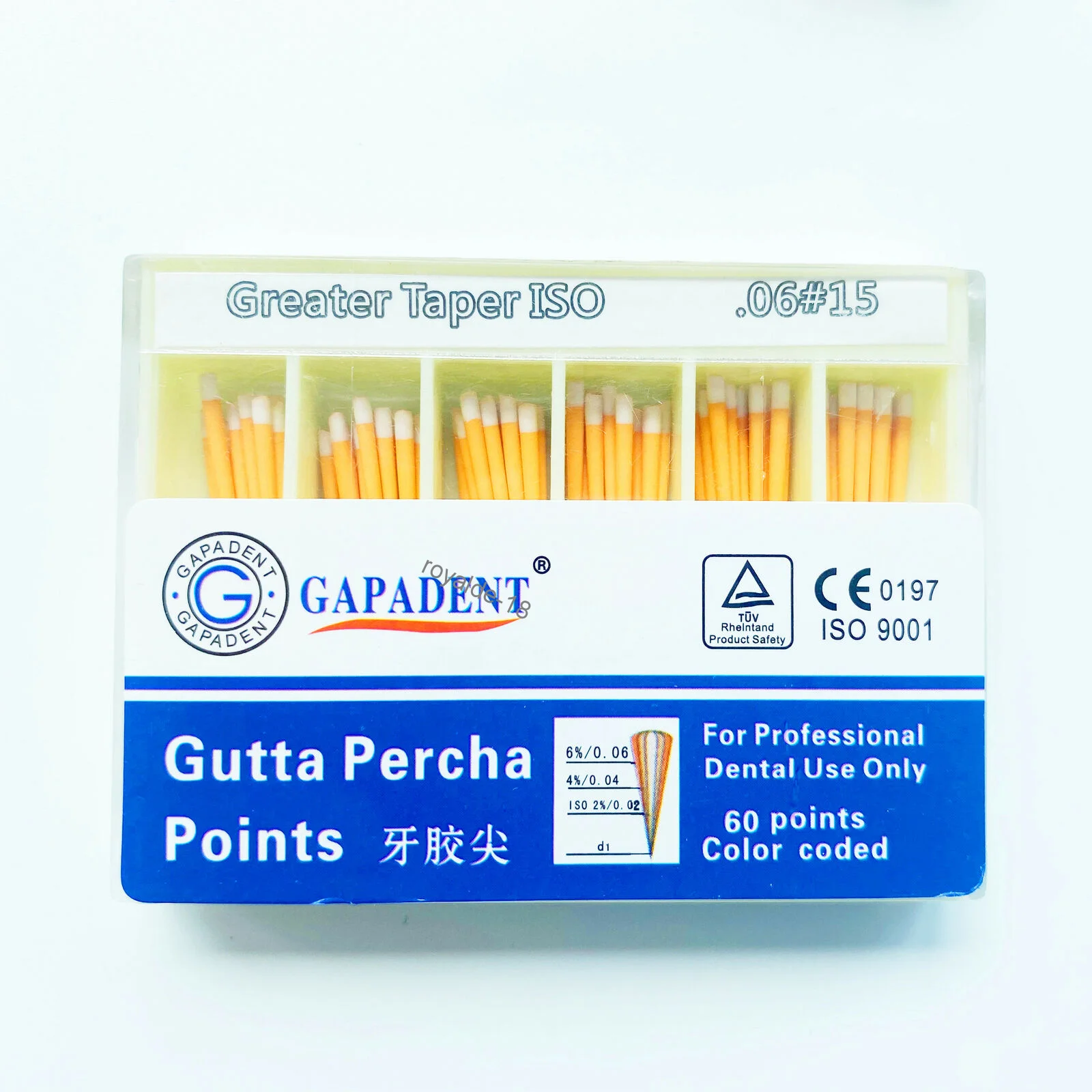 

Dental 06 #15 Absorbent Gutta Percha Taper Points Endodontic Zinc Oxide Gapadent