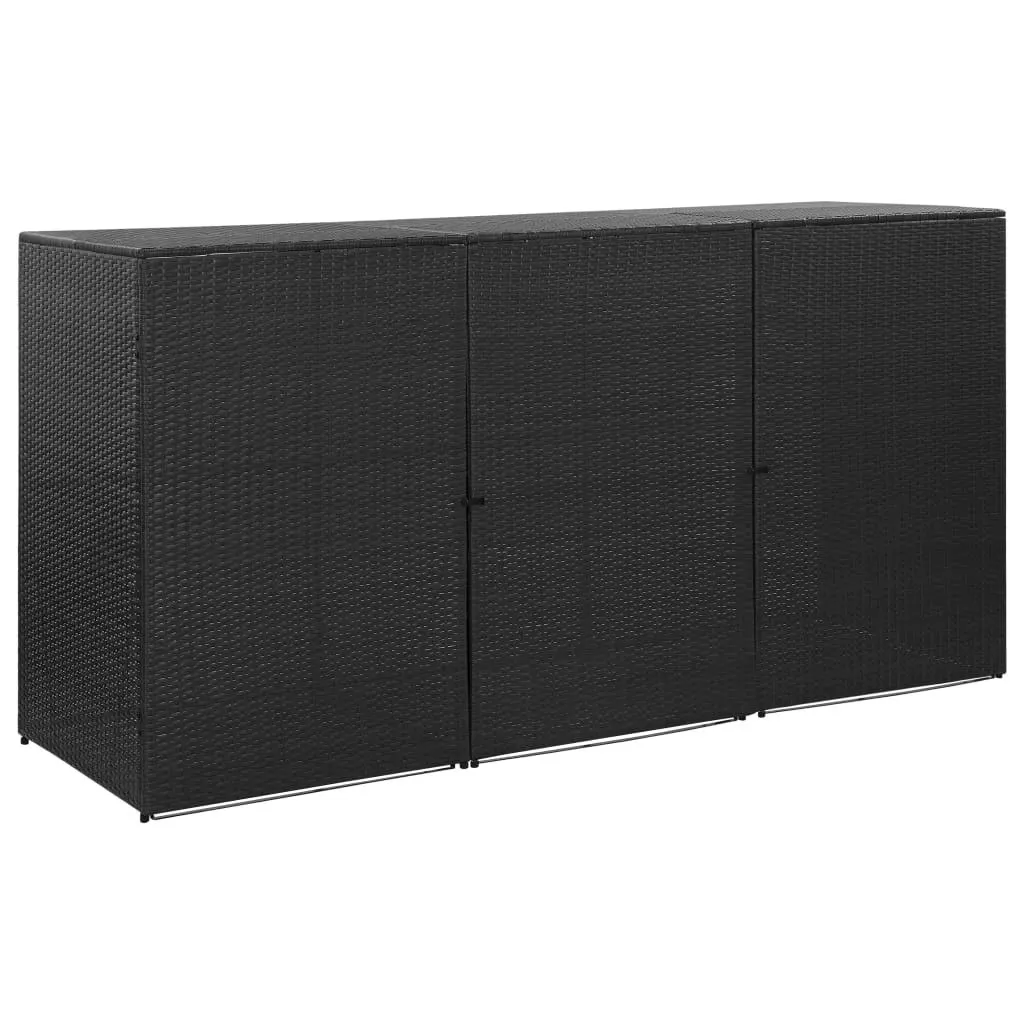 

Triple Wheelie Bin Shed Black 90.2"x30.7"x47.2" Poly Rattan