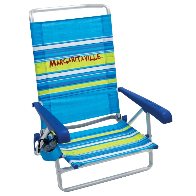 

Margaritaville 5 Position Anodized Aluminum Beach Chair - Blue Stripe folding chair outdoor chair