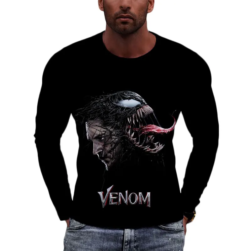 

Male Oversized T Shirt Marvel Venom 3D Printed Casual Men Clothing Spring Long Sleeve Harajuku Style Women Tee Tops Tshirts