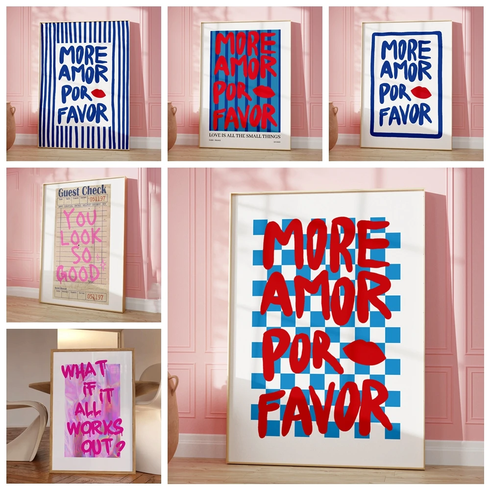 Максимальный больше любви за пользу красочная эклектическая розовая Любовь искусственная живопись на холсте постер для гостиной домашний декор