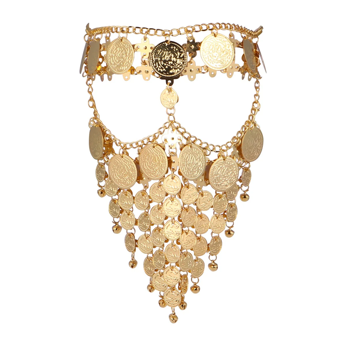 

Metallic Veil Mask Halloween Costumes Crystal Chain Party Woman Gold Hair Jewelry
