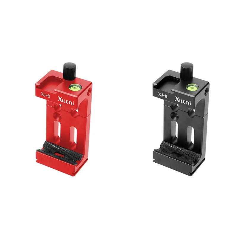 

RISE-2X XILETU XJ-8 Tripod Head Bracket Mobile Phone Holder Clip For Phone Flashlight Micro-Phone Red & Black