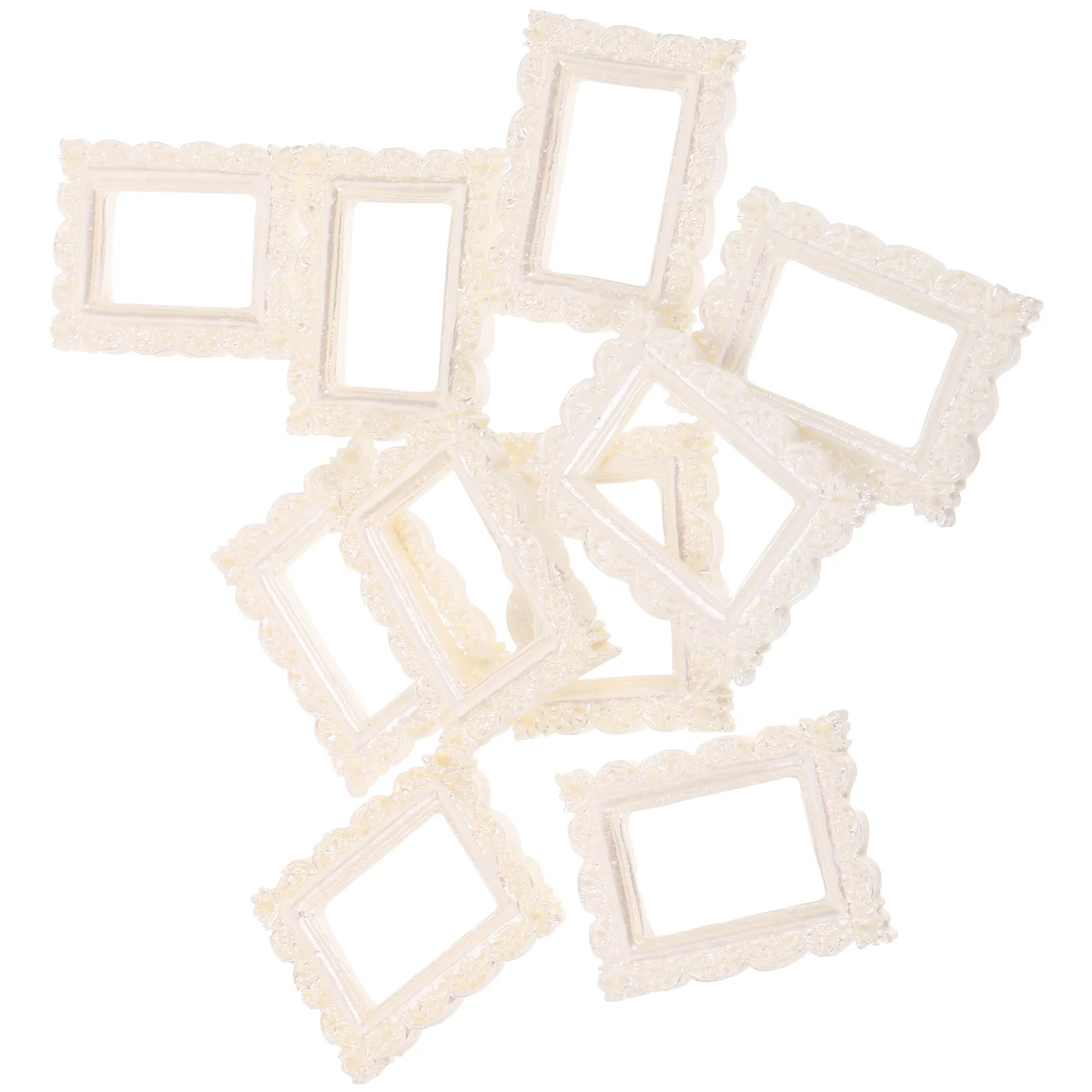 10 Pcs Collage Picture Frames Photo Ornaments Mini Props Retro Miniature Vintage White