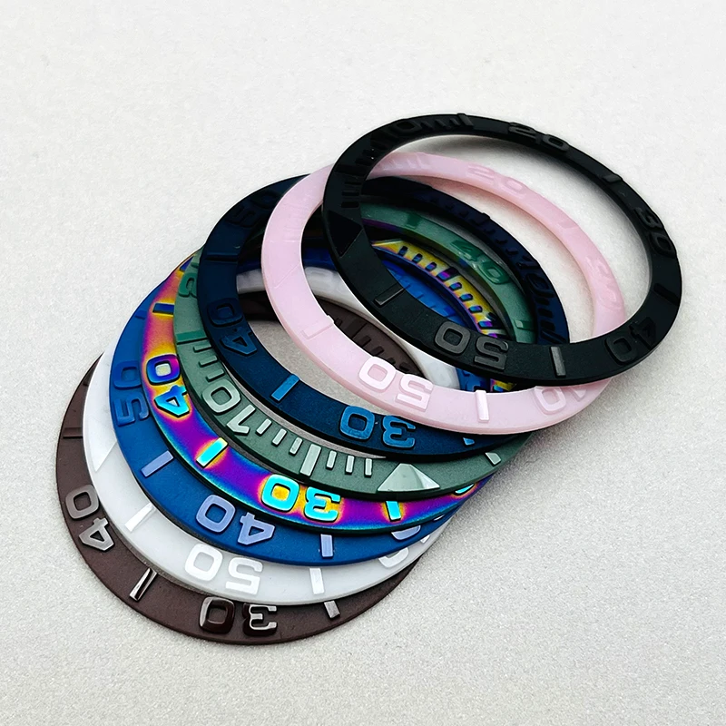 Mod 38mm Copper Ceramic Watch Case Sloped Bezel Insert Rings Inner Diameter 30.5mm Fits YM Men's Watch Replace Repair Parts